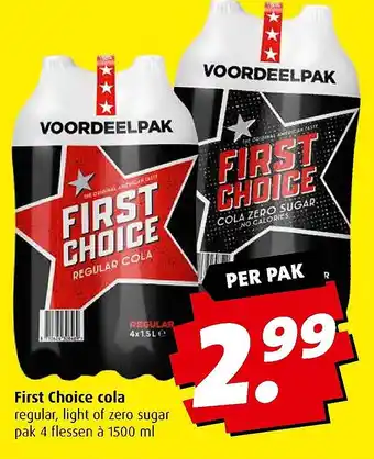 Boni First Choice cola regular, light of zero sugar aanbieding