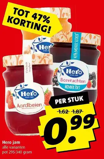 Boni Hero jam alle varianten pot 295-340 gram aanbieding