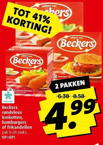 Boni Beckers rundvlees kroketten, hamburgers of frikandellen aanbieding