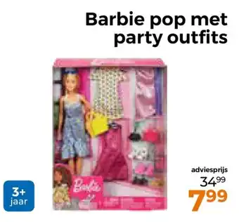 Trekpleister Barbie pop met party outfits aanbieding