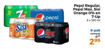 Trekpleister Pepsi Regular, Pepsi Max, Sisi Orange 0% en 7-Up aanbieding