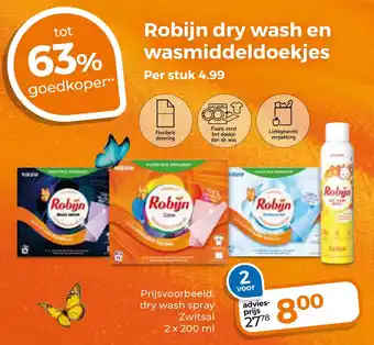 Trekpleister Robijn dry wash en wasmiddeldoekjes aanbieding