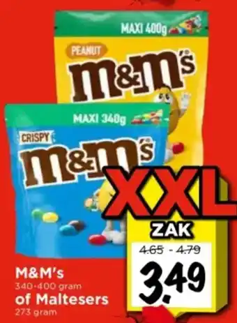 Vomar Voordeelmarkt M&M's of Maltesers 273 gram aanbieding