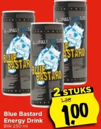 Vomar Voordeelmarkt Blue Bastard Energy Drink Blik 250 ml aanbieding