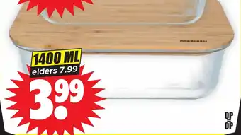 Dirk Brabantia Pure glazen ovenschaal 1400ml aanbieding