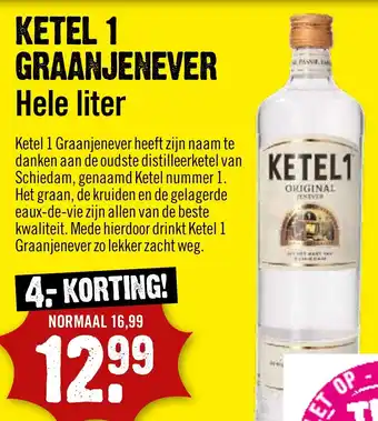 Dirck 3 KETEL 1 GRAANJENEVER Hele liter aanbieding