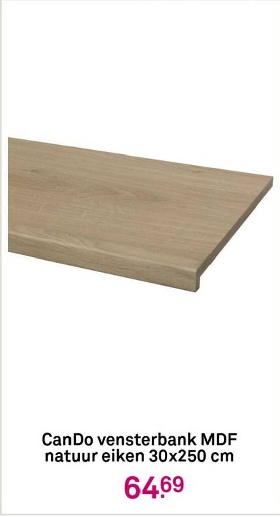 CanDo vensterbank MDF natuur eiken 30x250 cm aanbieding bij Karwei