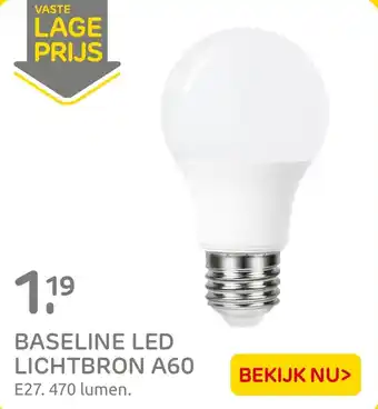 Praxis BASELINE LED LICHTBRON A60 E27. 470 lumen. aanbieding