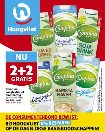 Hoogvliet Campina Langlekker of plantaardig aanbieding