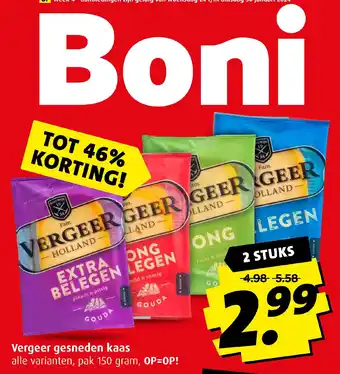 Boni Vergeer gesneden kaas aanbieding