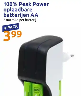 Action 100% Peak power oplaadbare batterijen AA aanbieding