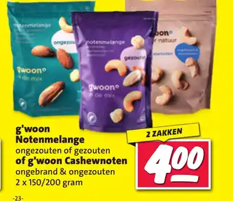 Nettorama g'woon Notenmelange of g'woon Cashewnoten aanbieding