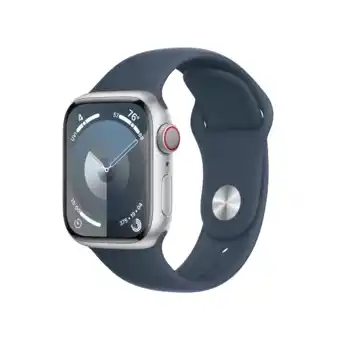 MediaMarkt Apple Watch Series 9 Cellular 41 Mm Zilver Aluminium Case/stormblauw Sport Band - M/l aanbieding