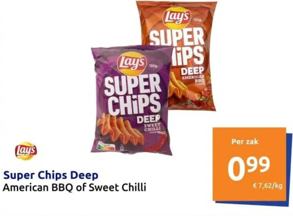 Super Chips Deep American BBQ of Sweet Chilli aanbieding bij Action