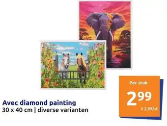 Action Avec diamond painting 30 x 40 cm aanbieding