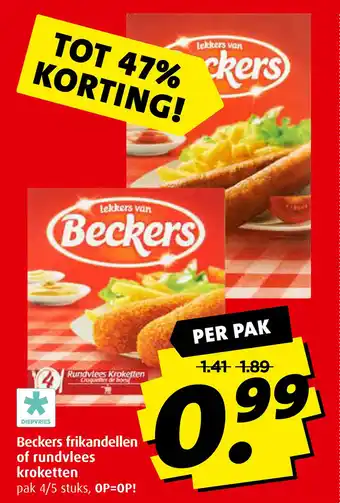 Boni Beckers frikandellen of rundvlees kroketten aanbieding