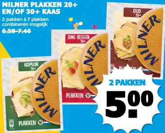 Boon`s Markt Milner plakken 20+ en/of 30+ kaas aanbieding