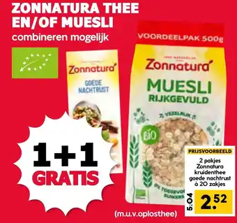 MCD Supermarkt Zonnatura thee en/of muesli aanbieding