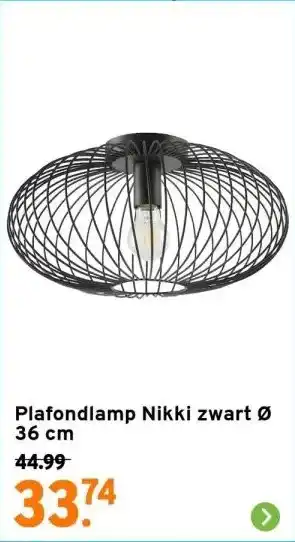 GAMMA Plafondlamp nikki zwart ø 36 cm aanbieding