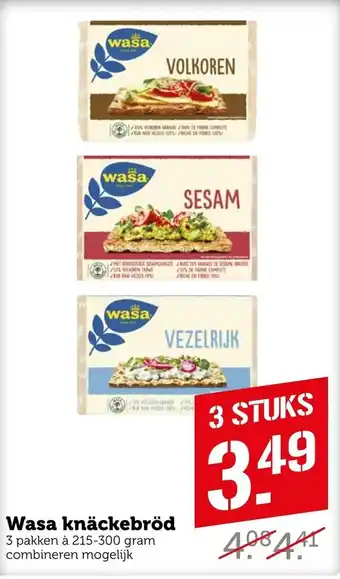 CoopCompact Wasa Knaackebrood 3*215-300g aanbieding