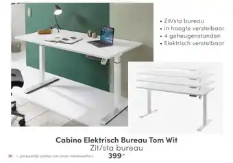 Baby & Tiener Cabino elektrisch bureau tom wit aanbieding