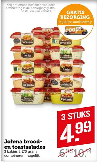 CoopCompact Johma brood & toast salade 3*175g aanbieding