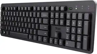 Amazon Trust ody ii stil dradloos toetsenbord qwerty us indeling, zwevende low profile toetsen, morsbestendig, usb micro ontvanger 2 aanbieding