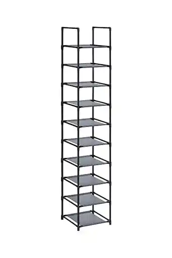 Amazon Songmics schoenenrek, 10 niveaus, schoenenrek, schoenenopberger, smal, 33 x 33 x 173 cm, metalen frame, planken van vliesstof aanbieding