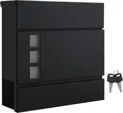 Amazon Songmics moderne brievenbus met krantenhouder, deksel, afsluitbaar, eenvoudig te installeren, zwart gmb052b01 aanbieding
