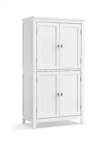 Amazon Vasagle badkamerkast, opbergkast, keukenkast met 4 deuren, verstelbare planken, 30 x 60 x 110 cm, wit bbc552p31 aanbieding