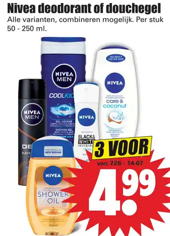 Dirk Nivea deodorant of douchegel aanbieding