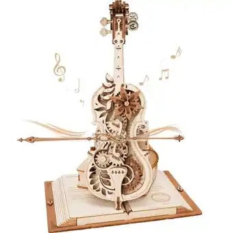 Amazon Robotime 3d puzzel cello muziekdoos houten model kits voor volwassenen om te bouwen, mechanische laser cut bouw bouw craft ki aanbieding