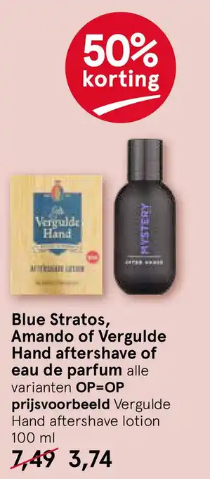 Etos Blue Stratos, Amando of Vergulde Hand aftershave of eau de parfum aanbieding