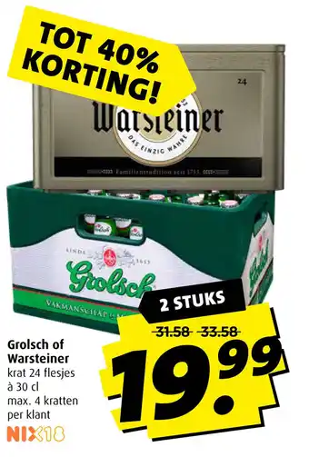 Boni Grolsch of warsteiner krat aanbieding