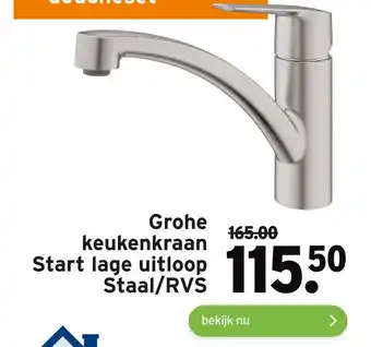 GAMMA Grohe keukenkraan Start lage uitloop Staal/RVS aanbieding