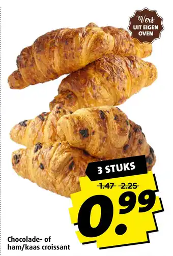 Boni Chocolade- of ham/kaas croissant aanbieding