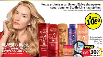 Kruidvat Keuze uit hele assortiment Elvive shampoo en conditioner en Studio Line haarstyling. aanbieding