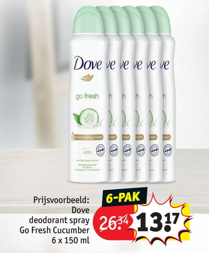 Dove deodorant spray Go Fresh Cucumber 6 x 150 ml aanbieding bij Kruidvat