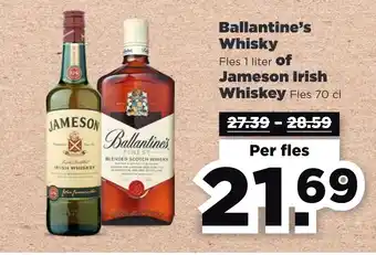 PLUS Ballantine's whisky fles 1 liter of jameson irish whiskey fles 70 cl aanbieding