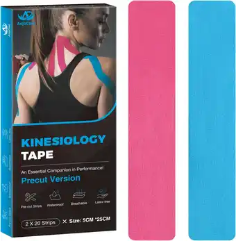 Amazon AnjoCare Kinesiologie Tape (2 Pack), 5cm X 5M Elastische Kinesiologie Tape voor Fysiotherapie en Sport, Waterbestendige Sport aanbieding