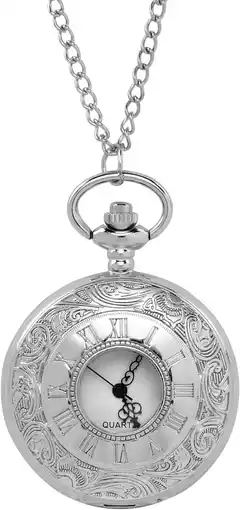 Amazon Vicloon zakhorloge, vintage met Romeinse cijfers, zakhorloge met ketting, kwartshorloge voor heren en dames, voor papa's, ver aanbieding