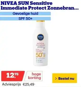 Bol.com Nivea sun sensitive immediate protect zonnebrand melk aanbieding