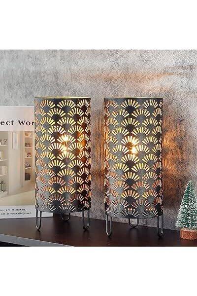 JHY DESIGN Batterij Aangedreven Lamp Vintage Decoratieve Draadloze met LED Lamp Kleine Tafel Lamp voor Slaapkamer Woonkamer Keuken Huisdecoratie (Antiek Goud