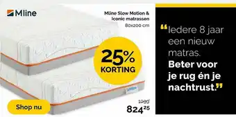 Beter Bed Mline Slow Motion & Iconic Matrassen 80x200 Cm 25% Korting aanbieding