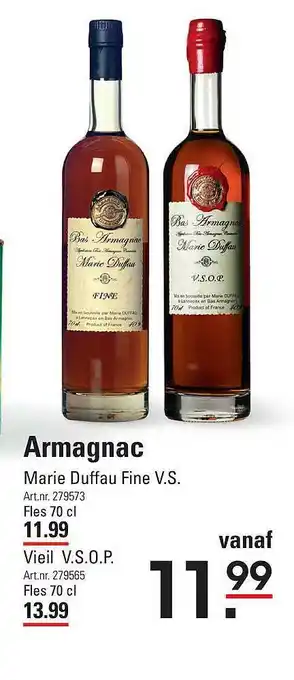 Sligro Armagnac Marie Duffau Fine V.S. Of Vieil V.S.O.P. aanbieding