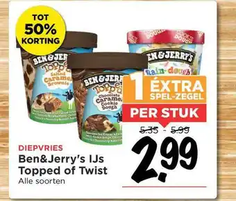 Vomar Voordeelmarkt Ben&Jerry's Ijs Topped Of Twist Tot 50% Korting aanbieding