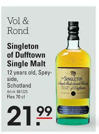 Sligro Singleton Of Dufftown Single Malt 12 Years Old, Speyside Schotland aanbieding