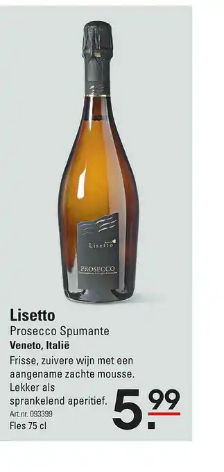 Sligro Lisetto Prosecco Spumante aanbieding