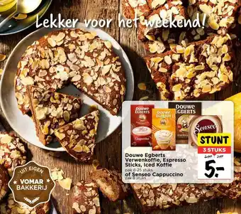 Vomar Voordeelmarkt Douwe Egberts Verwenkoffie, Espresso Sticks, Iced Koffie Of Senseo Cappuccino aanbieding