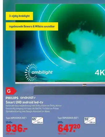 Makro Philips Smart UHD Android Led-TV aanbieding